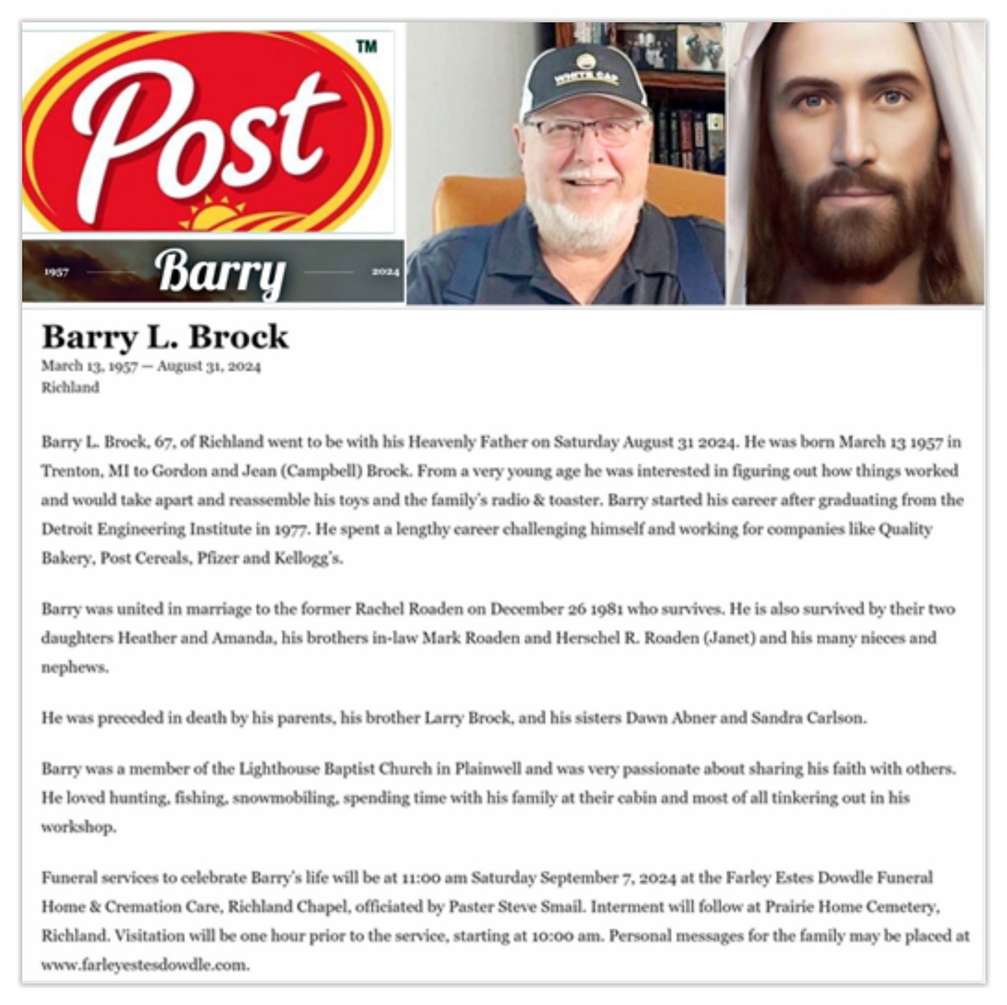Barry L. Brock Obituary August 31, 2024 - Farley Estes and Dowdle Funeral  Directors, image size:2048x2043