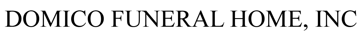 Domico Funeral Home, Inc. logo in black text on a white background