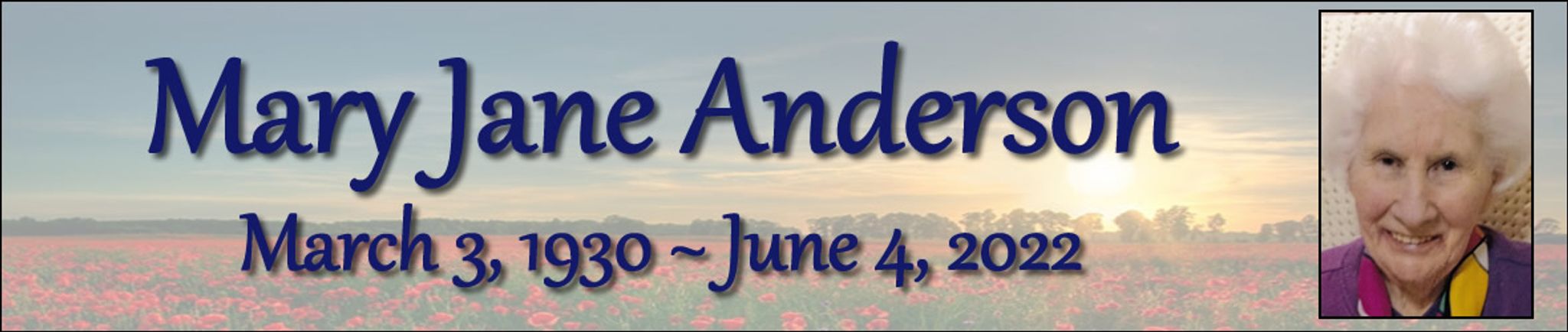Cover photo for Mary Jane Anderson's Obituary