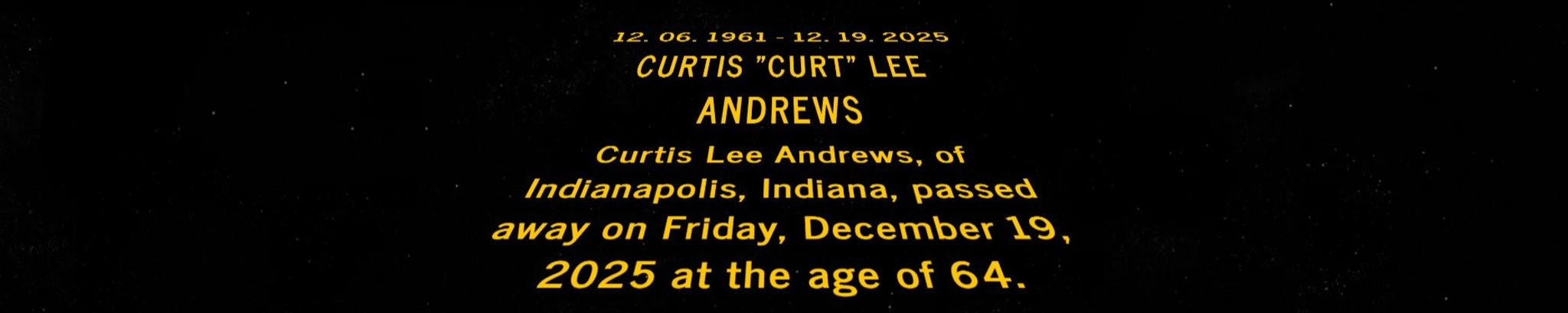 Cover for Curtis Lee Andrews's Obituary