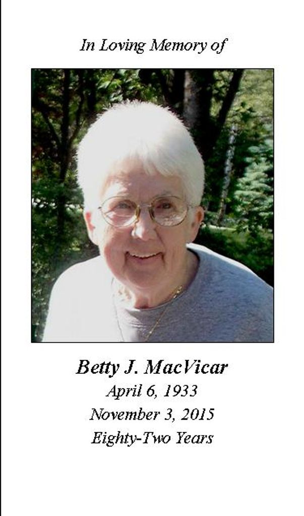 Betty J (Tompkins)  Macvicar
