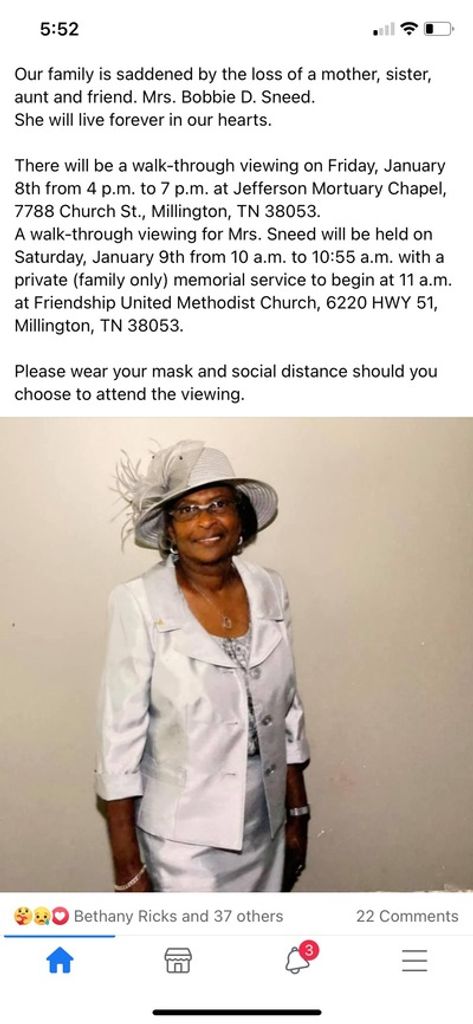 Mrs. Bobbie Davis Sneed