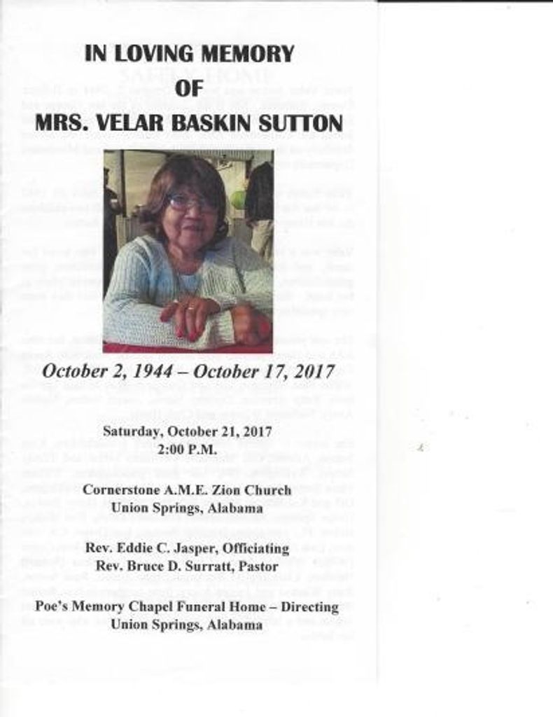 Mrs Velar Sutton