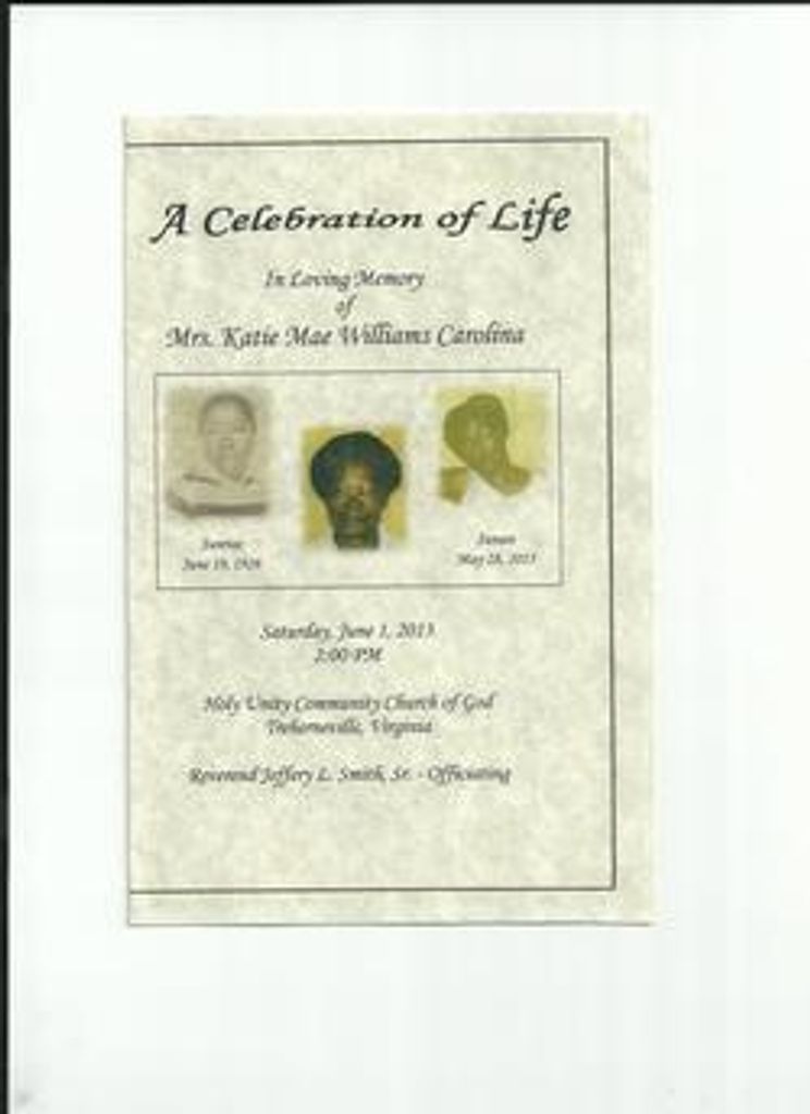 Mrs. Katie Mae Williams Carolina Profile Photo