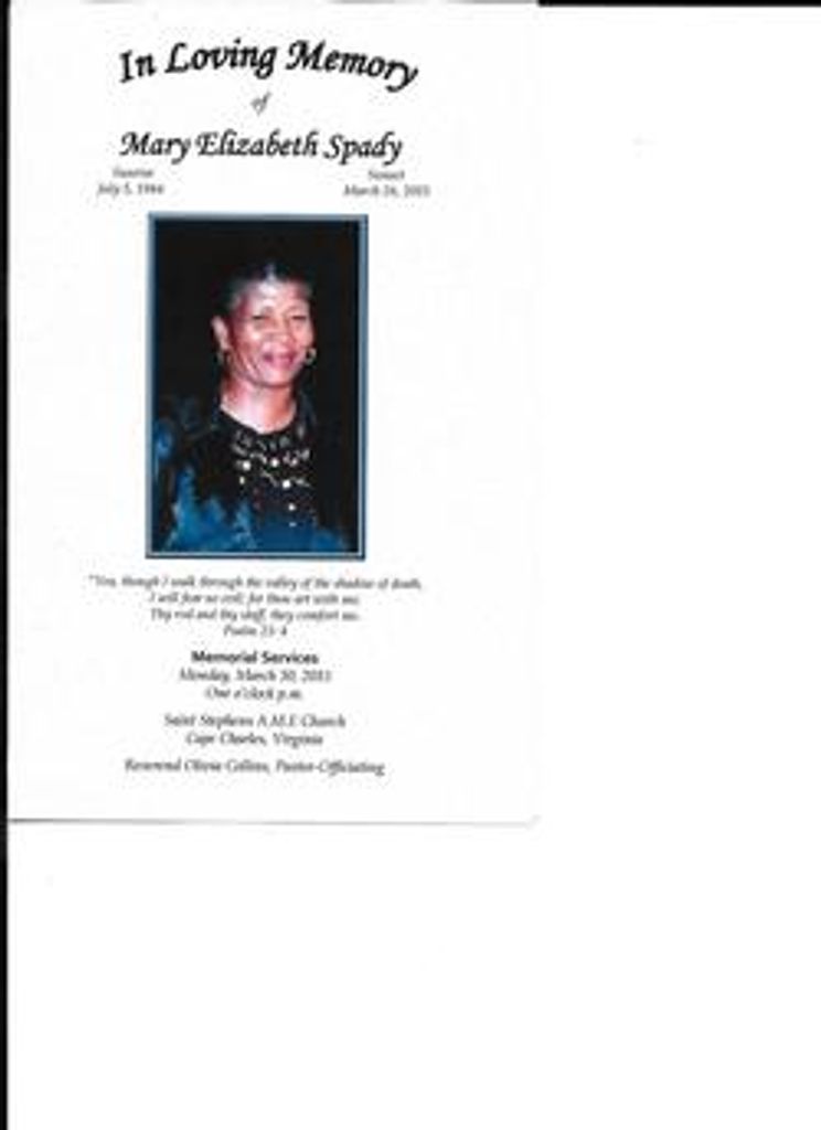 Ms. Mary Elizabeth Spady