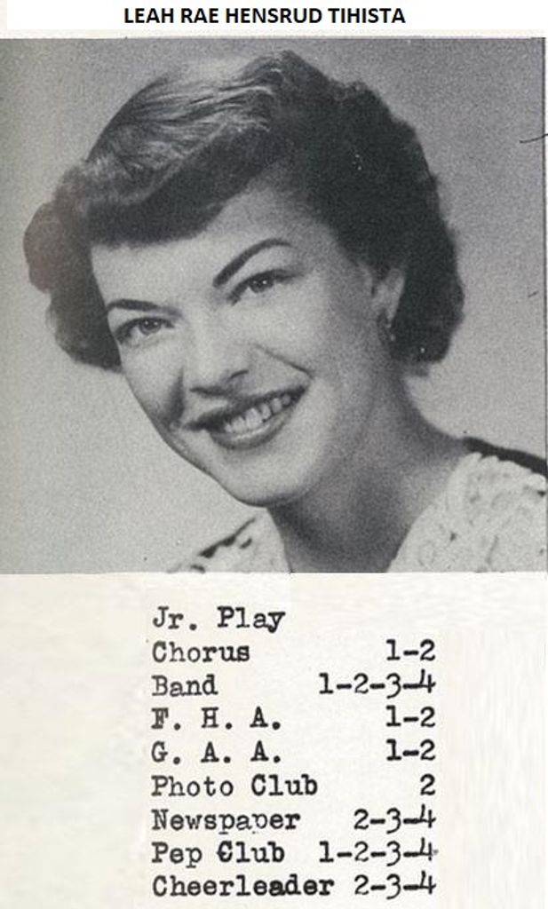 Leah Rae (Hensrud) Tihista 86 Of Richland Washington Formerly Of The Nashua Area