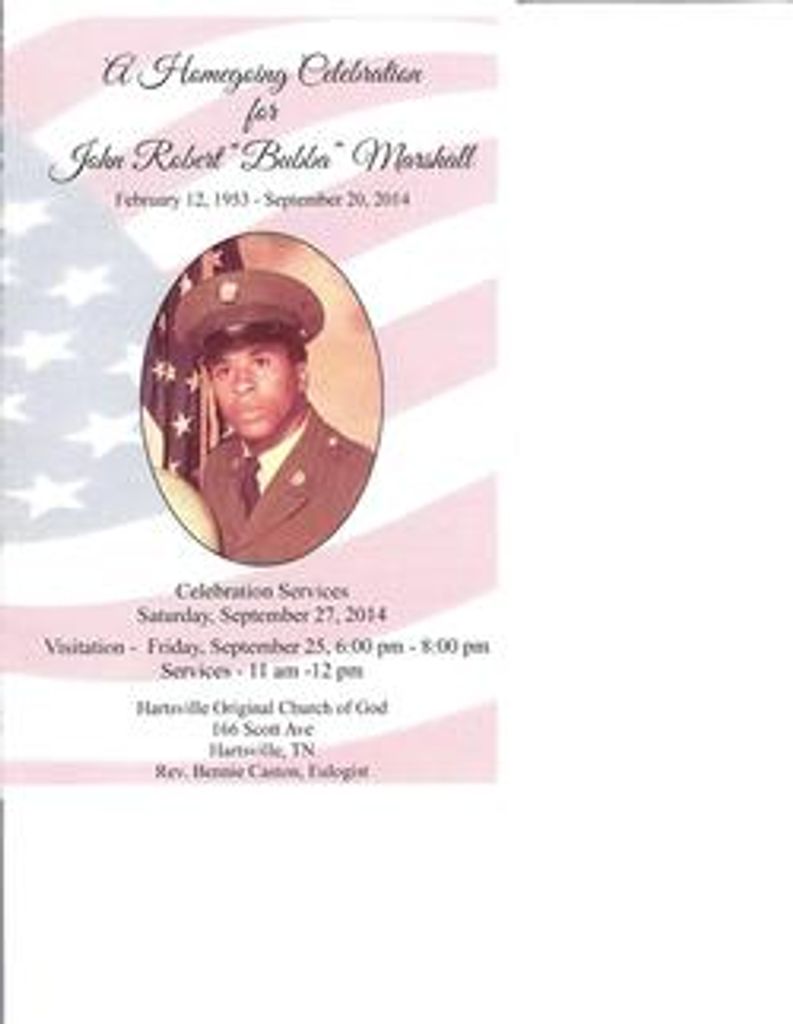 John Robert "Bubba" Marshall Sr. Profile Photo