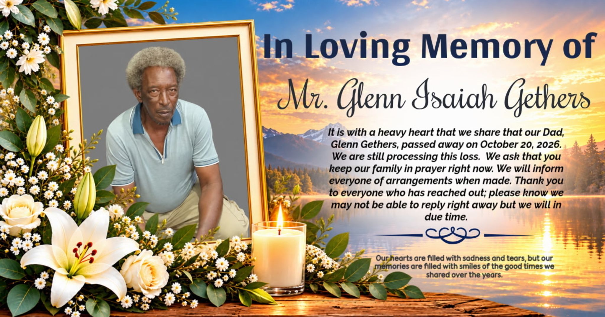 Cover for Glenn Isaiah Gethers's Obituary