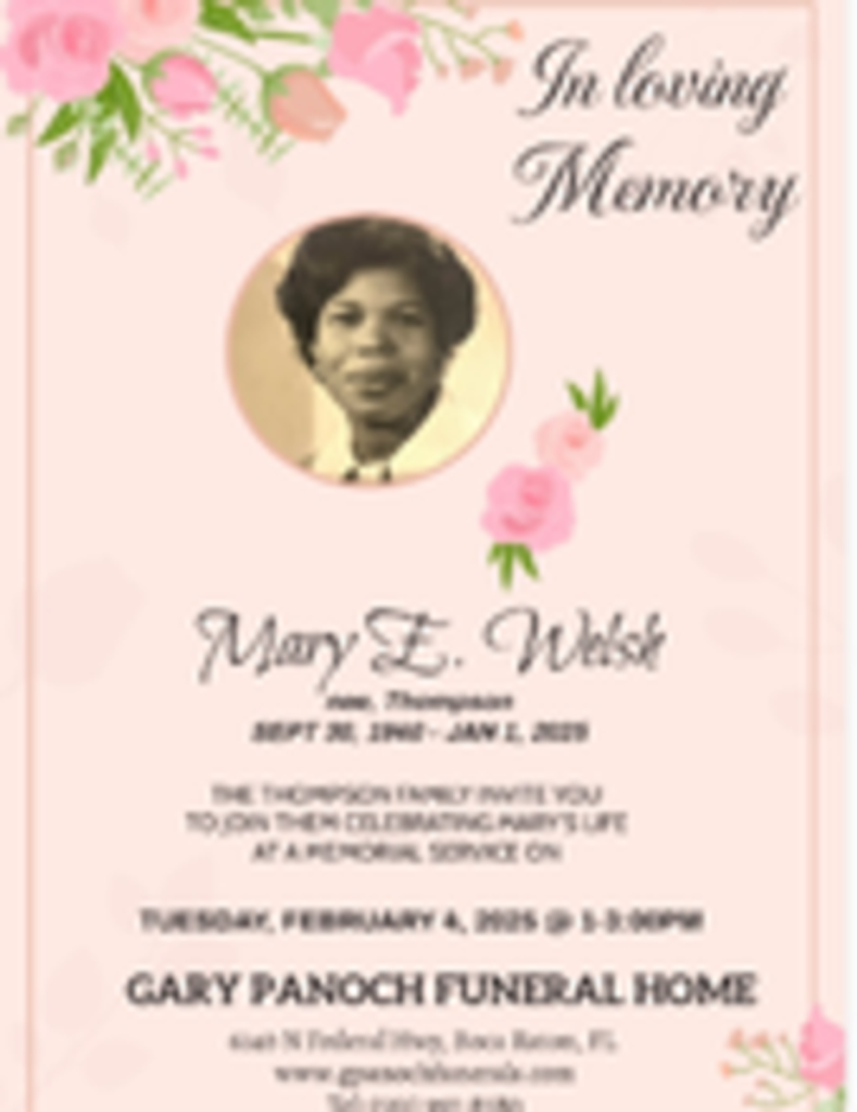 Mary Elfreda (Thompson) Welsh