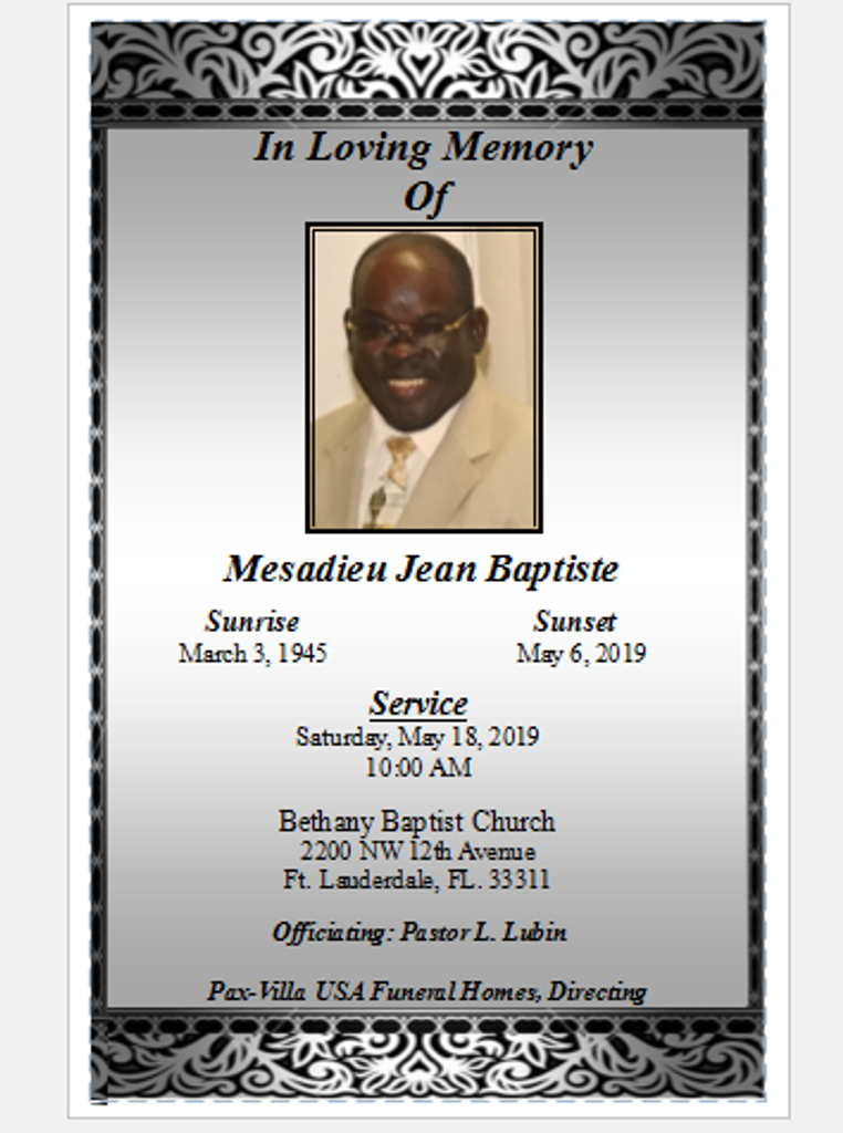 Mesadieu Jean Baptiste Profile Photo