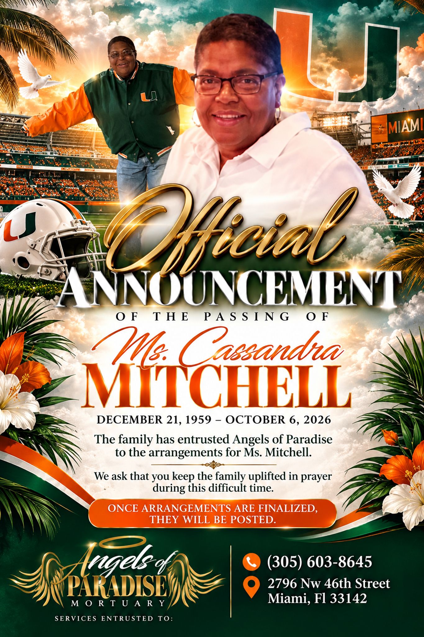Cover for Cassandra Laverne Mitchell's Obituary