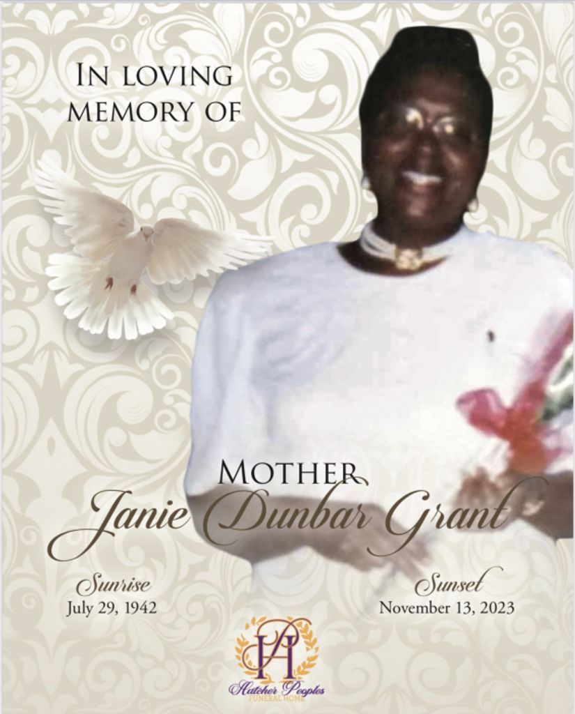 Mother Janie Lee (Dunbar)  Grant Profile Photo