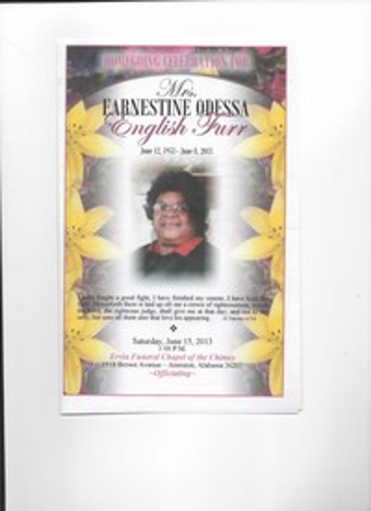 Earnestine Odessa (English)  Furr Profile Photo