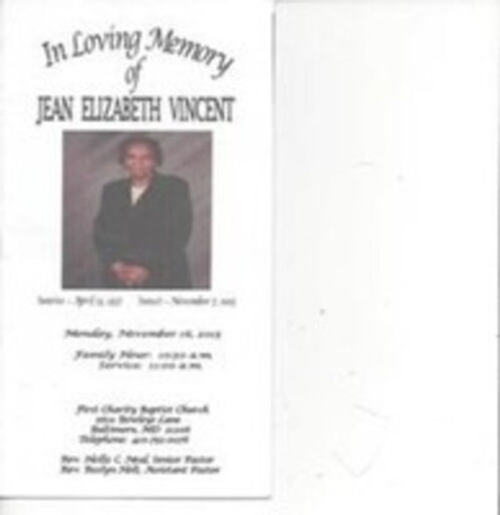 Jean Elizabeth Vincent