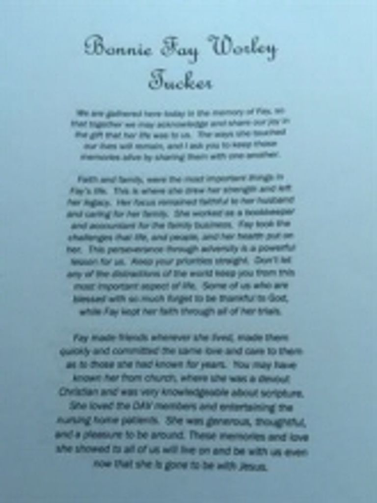 Bonnie Fay Worley Tucker