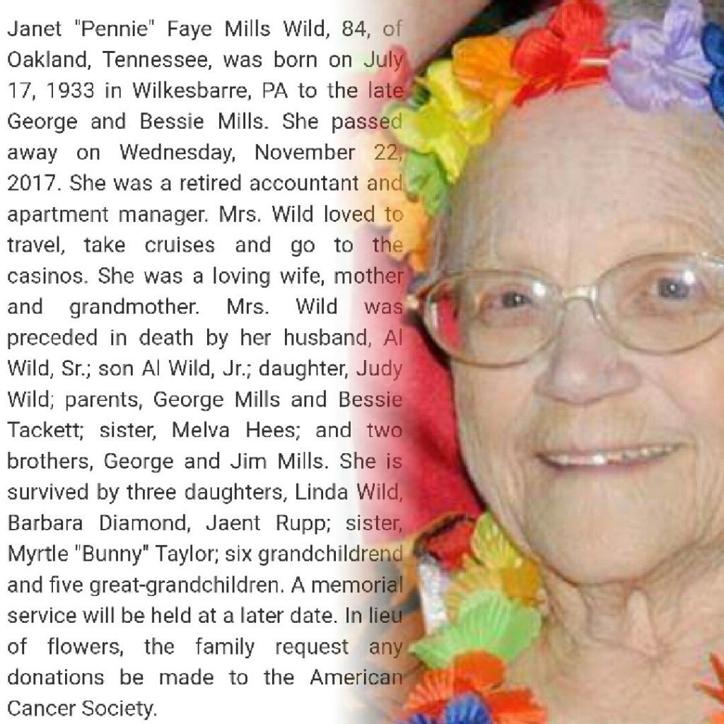Janet "Pennie" Faye Mills Wild Profile Photo