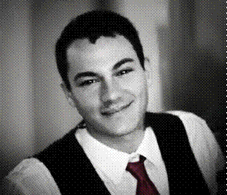 Title: Portrait of Justin Reid McConnell - Description: Portrait of Justin Reid McConnell in a white shirt, dark vest, and red tie