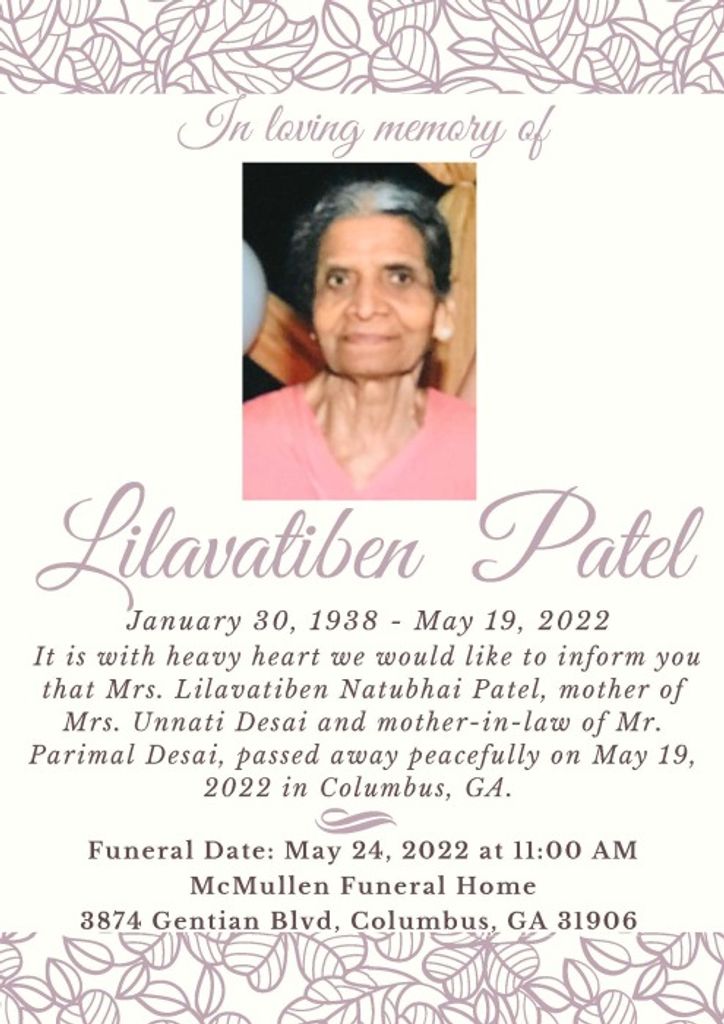 Lilavatiben Natubhai Patel
