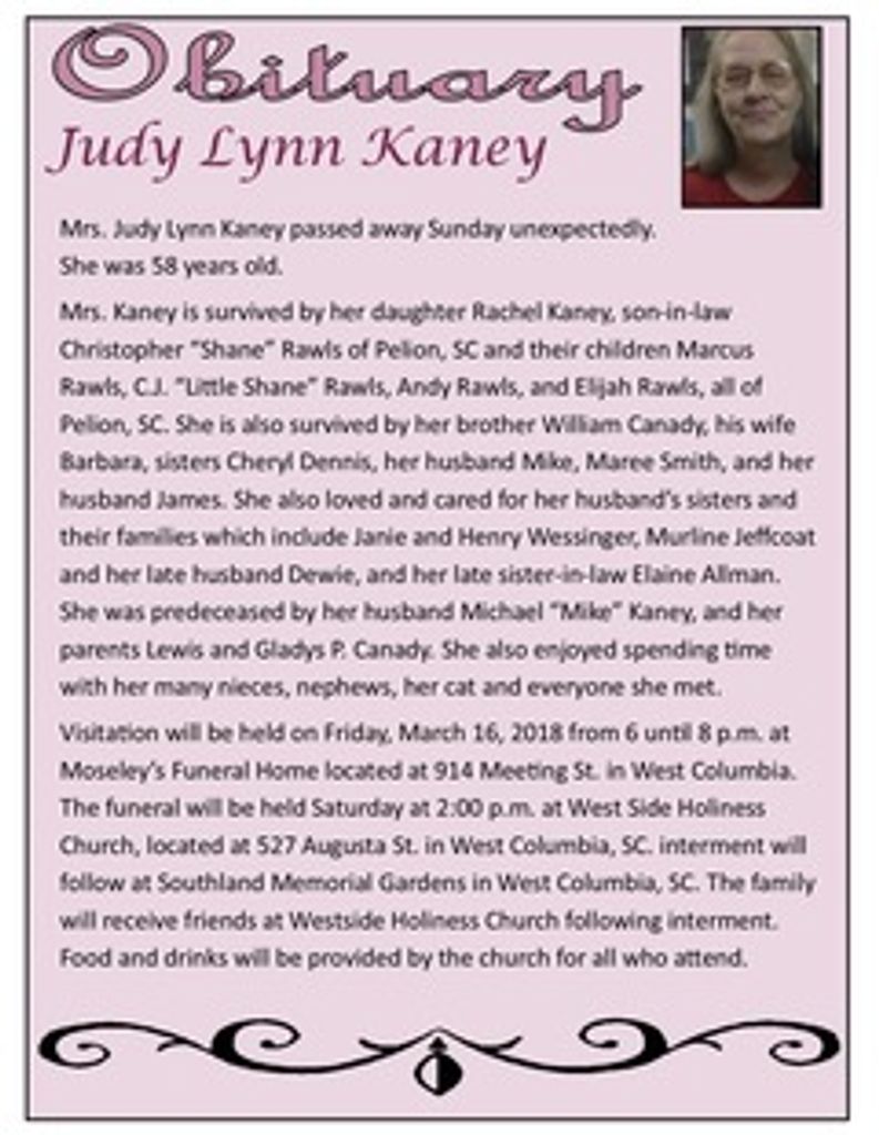 Judy L. (Canady)  Kaney