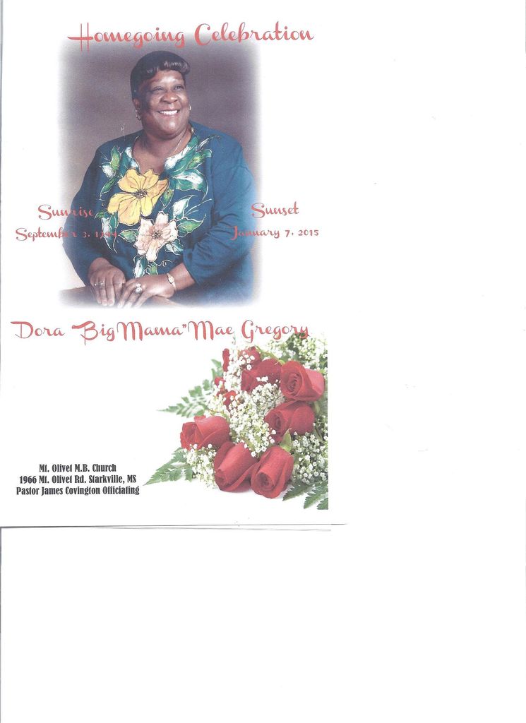 Mrs. Dora Mae "Big Mama" Gregory