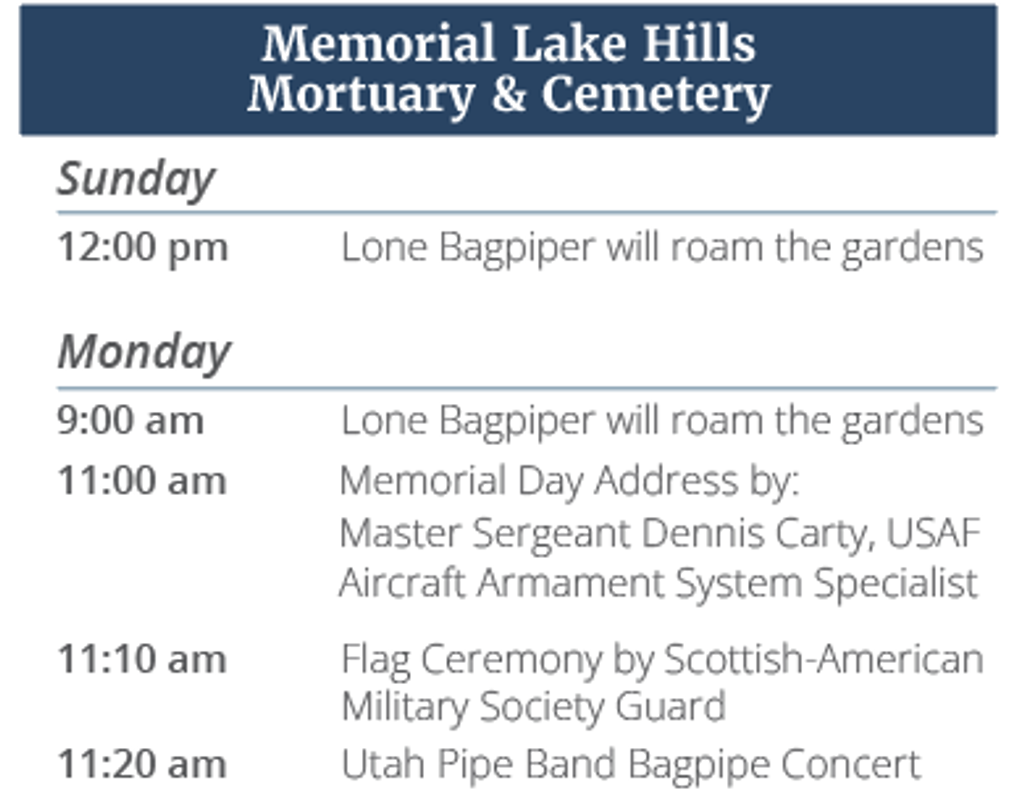 Memorial Day Weekend Events - Memorial Lake Hills Mortuary and Cemetery