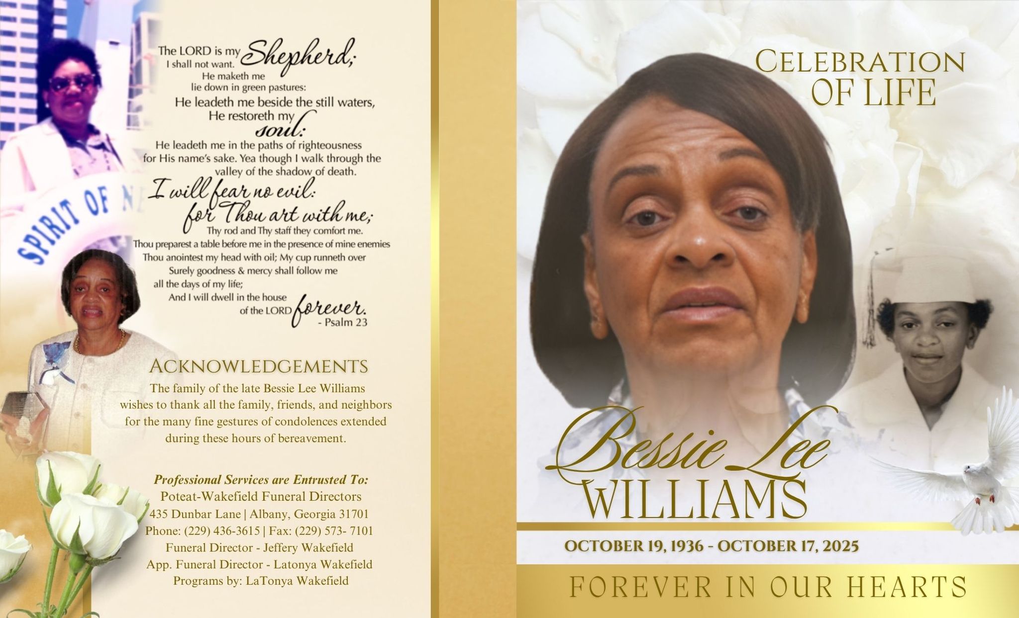 Ms. Bessie Williams Obituary Oct 17, 2025 - Poteat-Wakefield