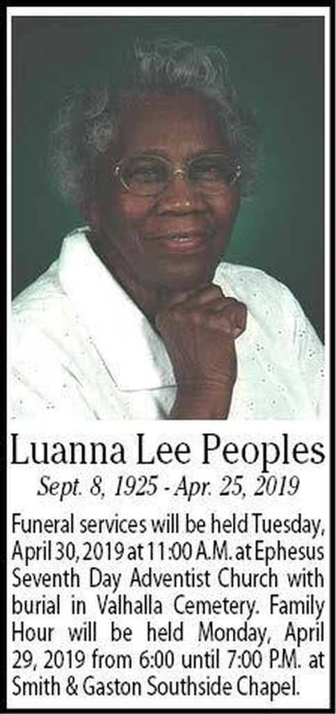 Mrs. Luanna Peoples
