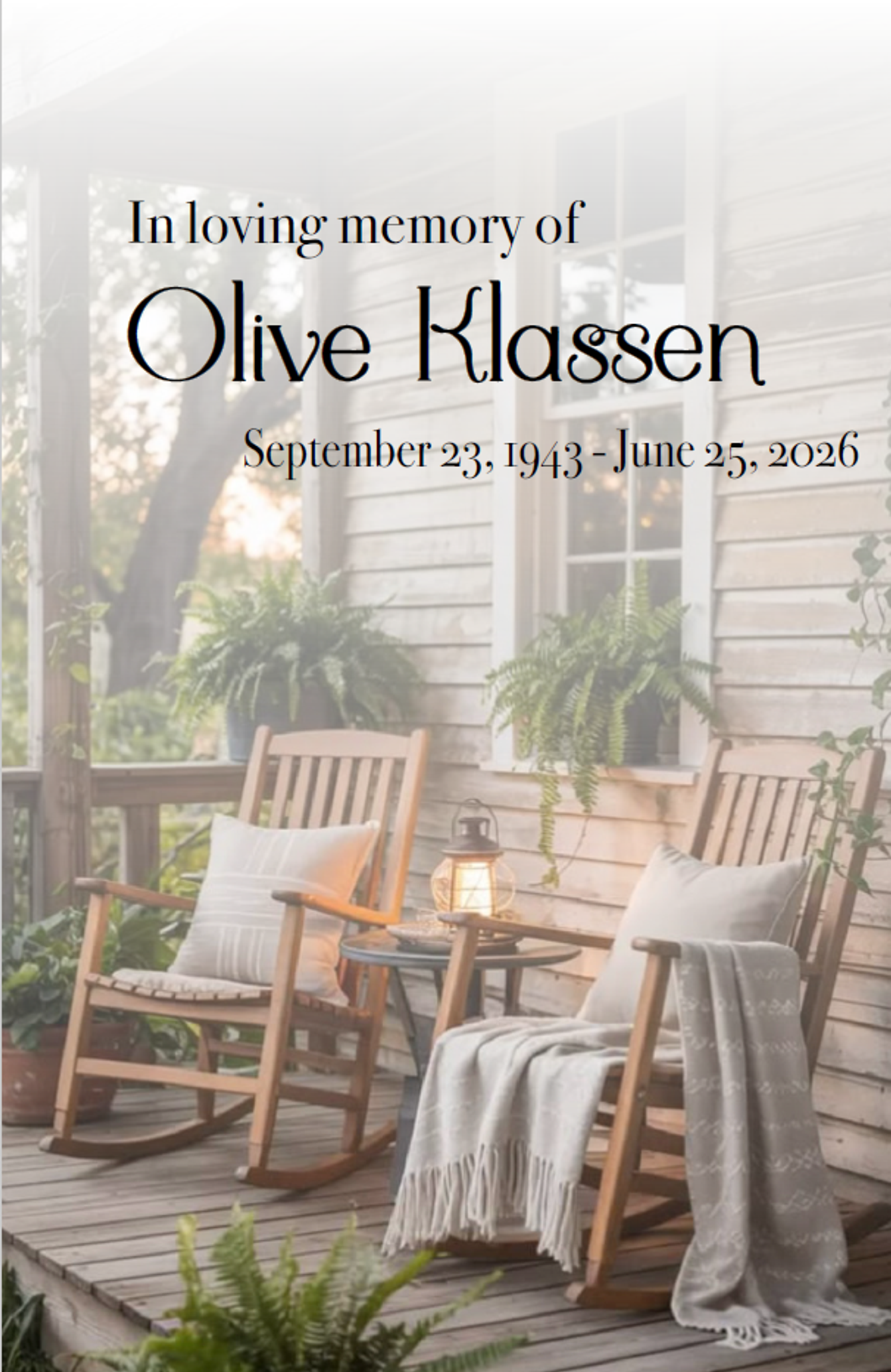 Cover for Olive Diana Klassen's Obituary