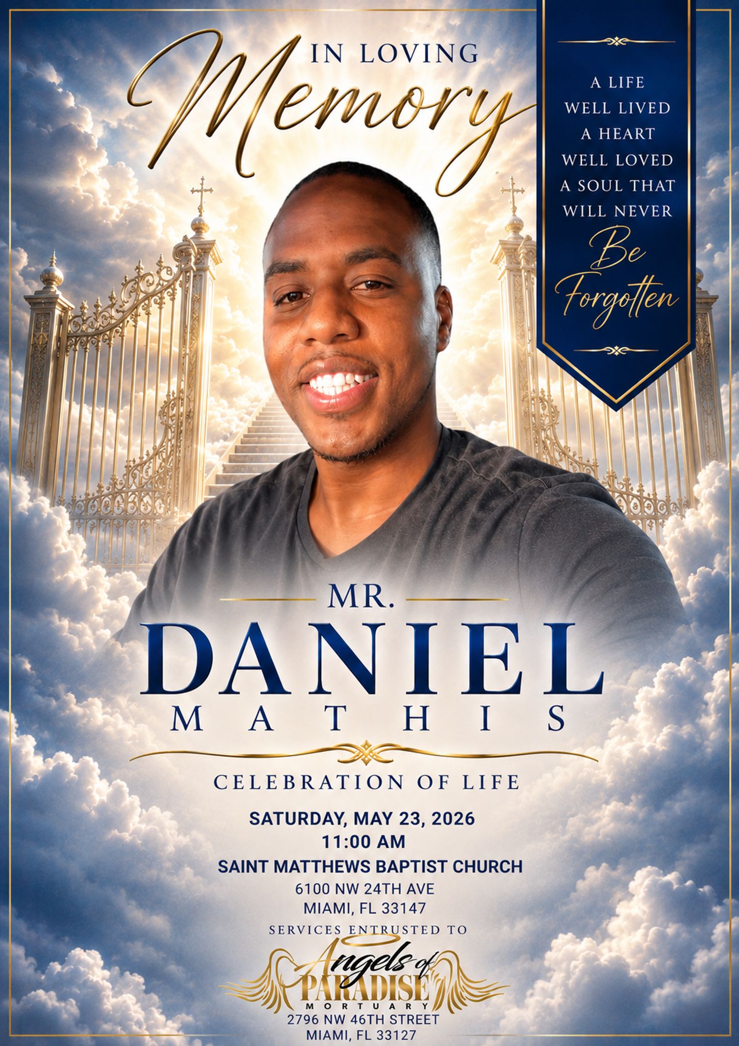 Cover for Daniel Mathis's Obituary