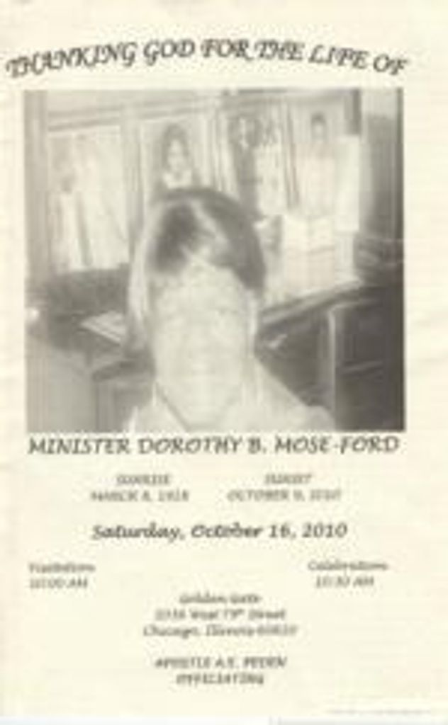 Minister Dorothy B. Mose-Ford Profile Photo