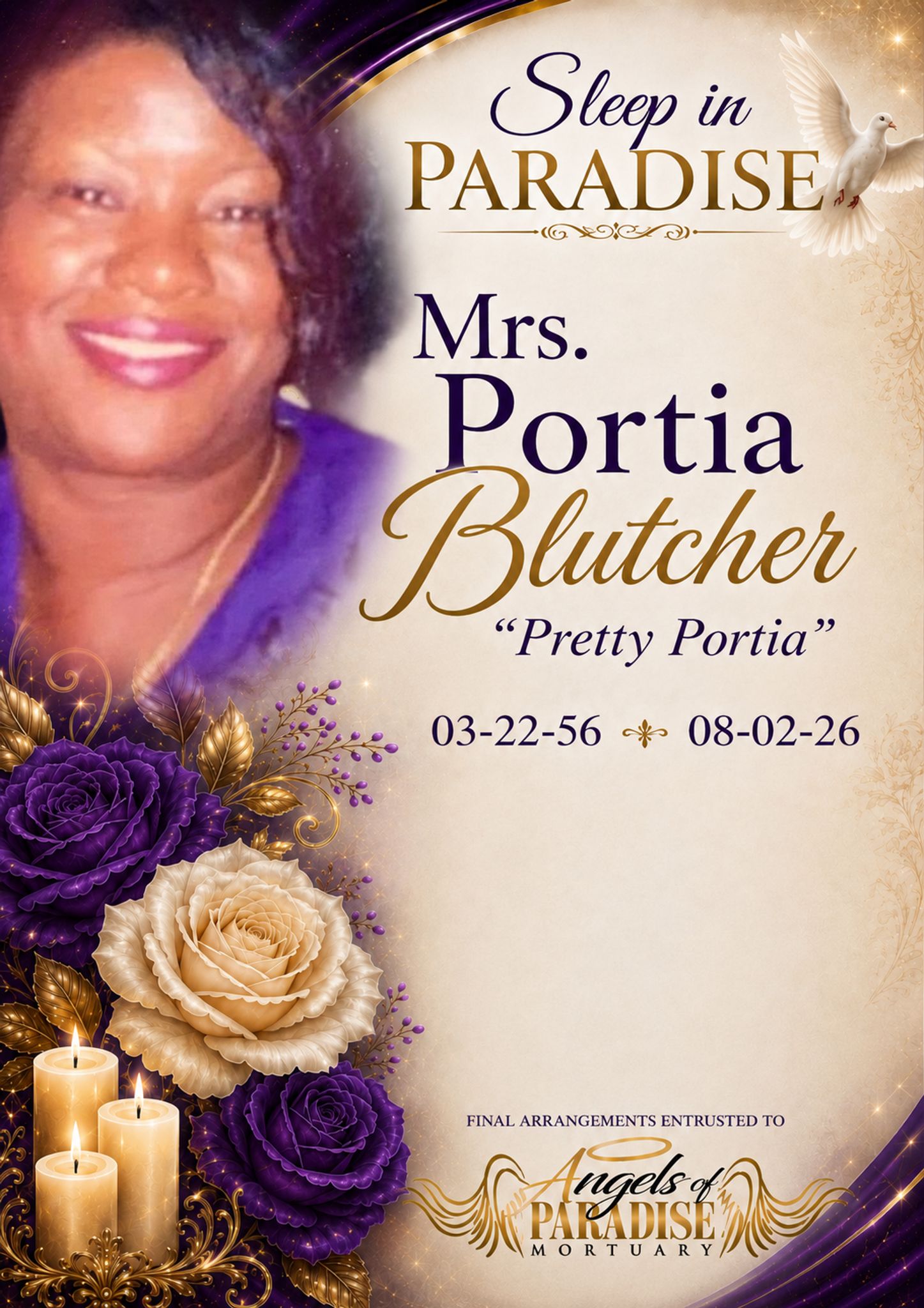 Cover for Portia Blutcher's Obituary