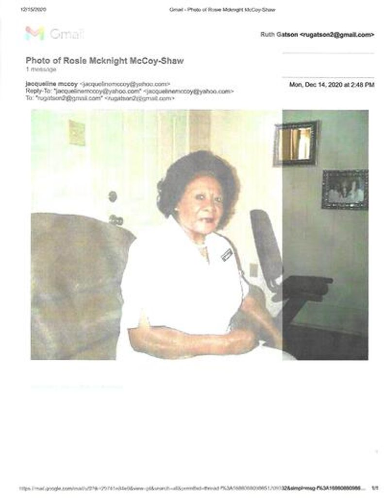 Rosie Lee Mcknight Mccoy Shaw Profile Photo