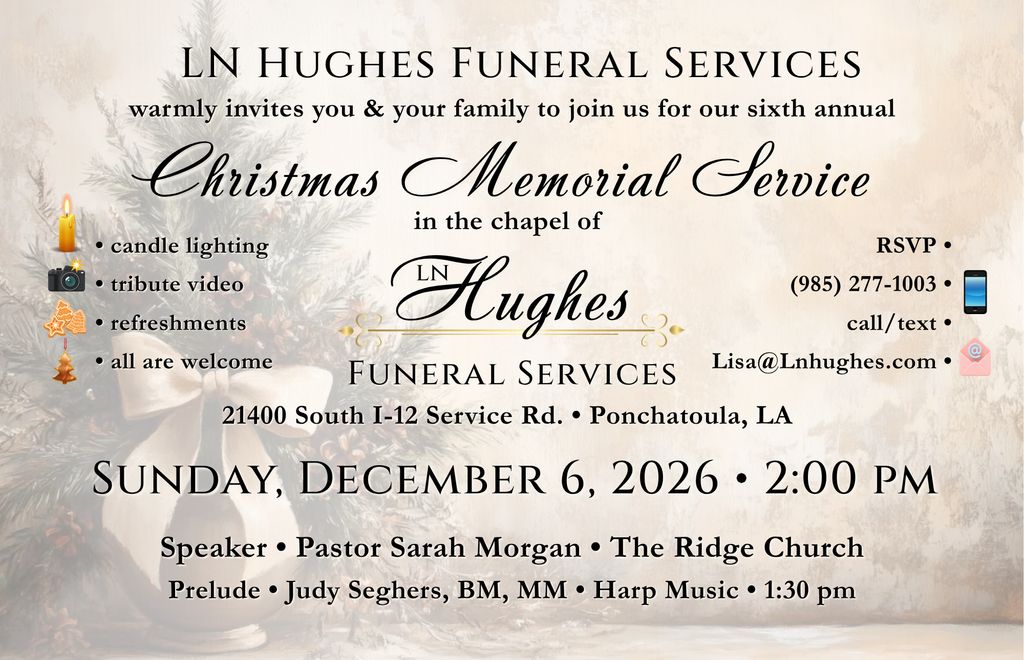 Sixth Annual Christmas Memorial Service & Candle Lighting