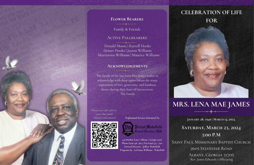 Mrs. Lena Mae James Obituary 2024 PoteatWakefield Funeral Directors