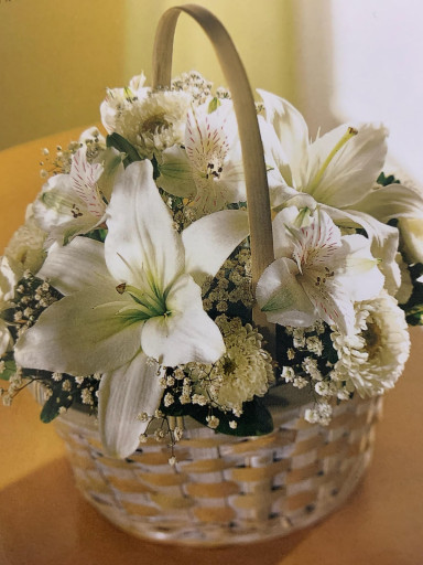 WHITE AND GOLD REST CASKET FLOWERS in Henderson, NC - The People's Choice  D'Campbell Floral D'Zign Studi