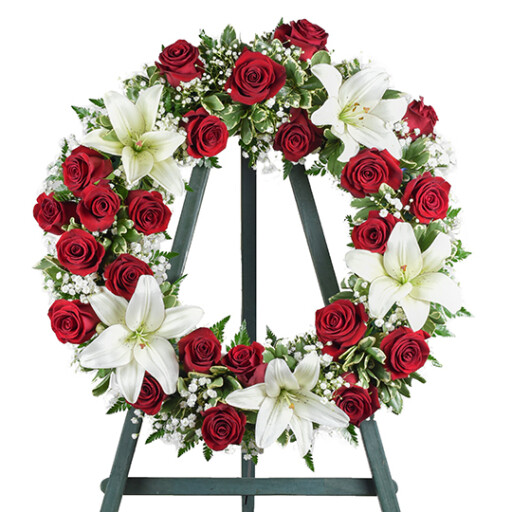 Red and White Wreath Funeral Wreath in Sonora, CA - BEAR'S GARDEN