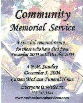 Mclane'S Annual Memorial Services