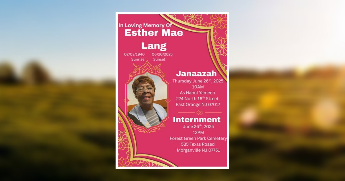 Esther Mae Lang Obituary, Irvington, NJ