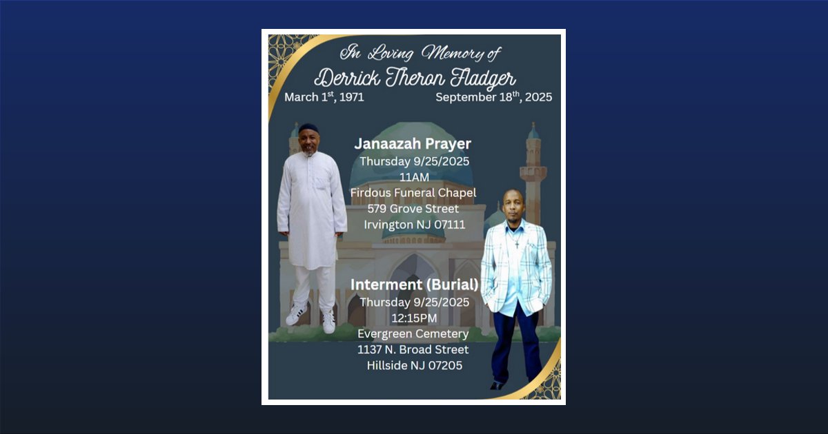 Derrick Theron Fladger Obituary, Irvington, NJ