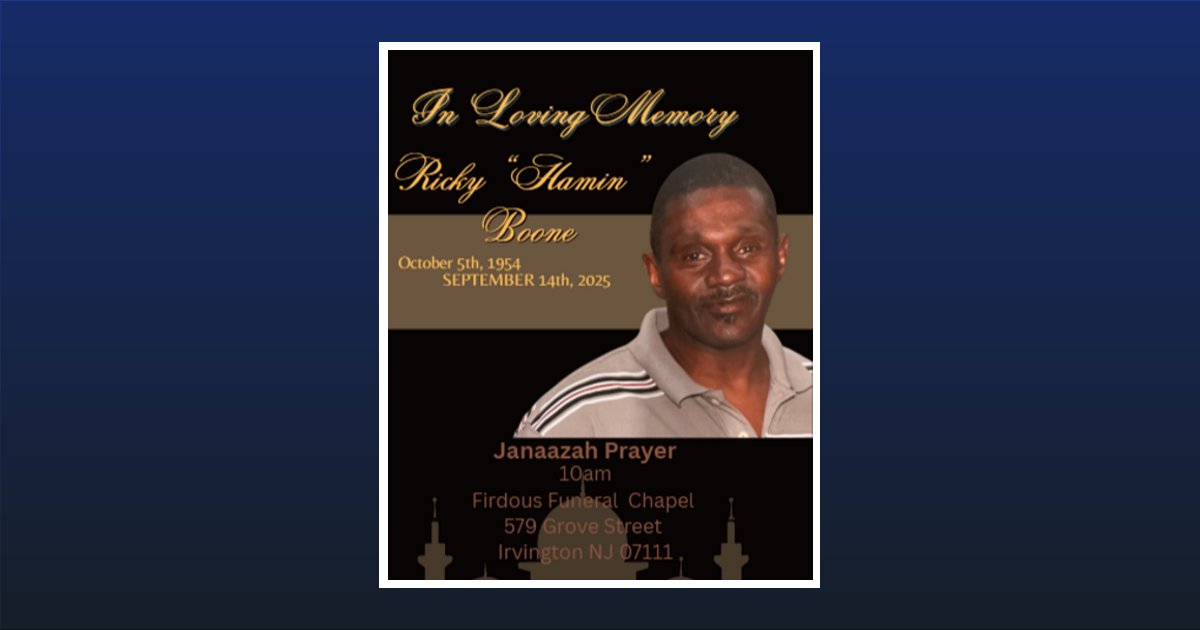 Ricky Boone Obituary, Irvington, NJ