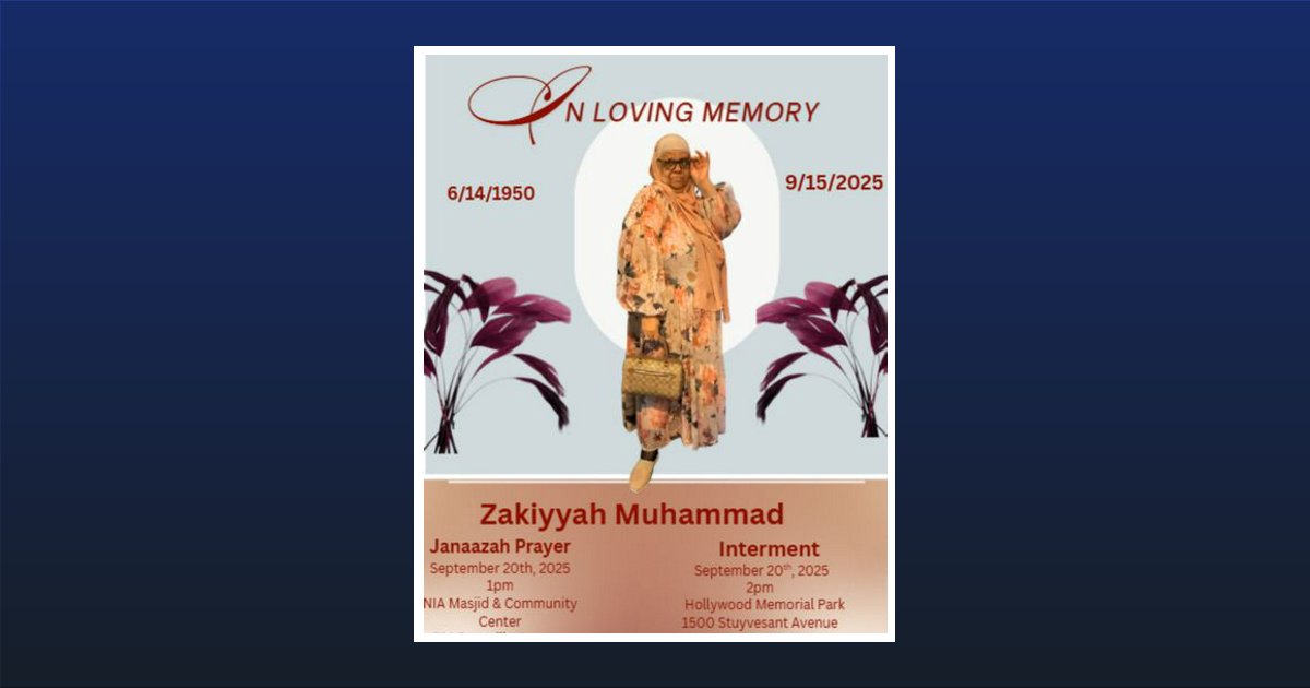 Zakiyyah Muhammad Obituary, Irvington, NJ